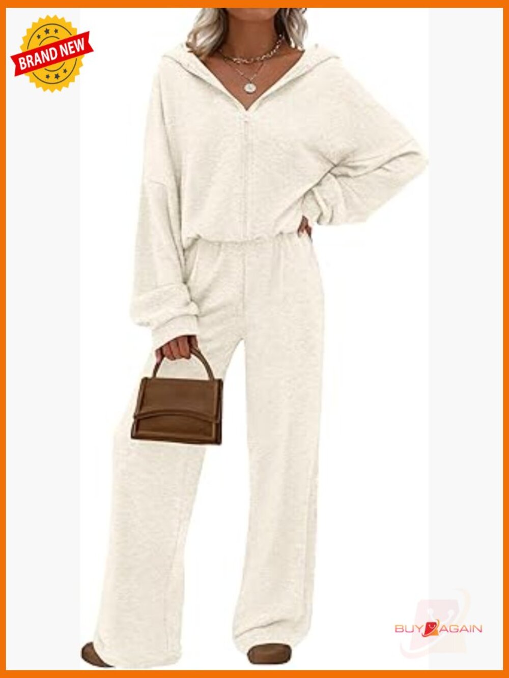 Ribbed Zip Up Hoodie & Wide Leg Pants Lounge Set